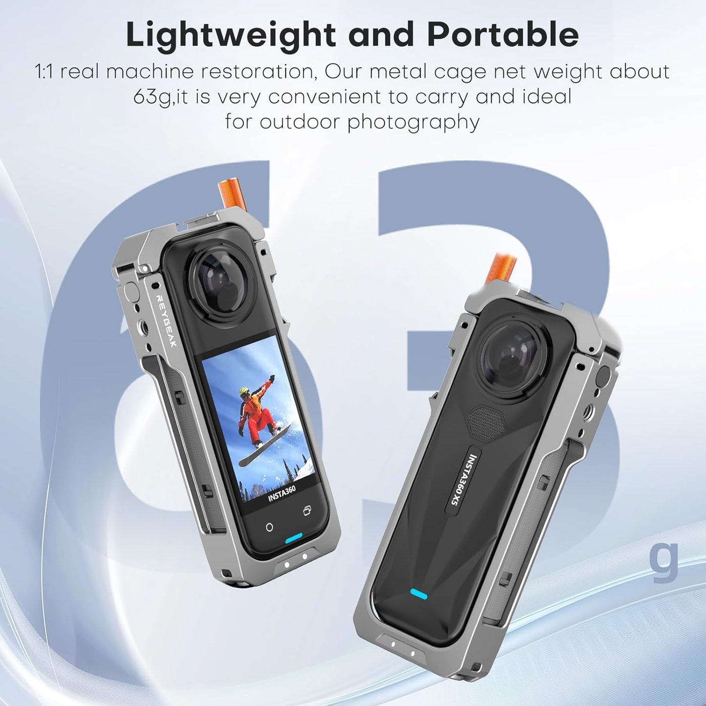 REYGEAK Insta360 X5 Protective Cage with Silicone Lens Cover