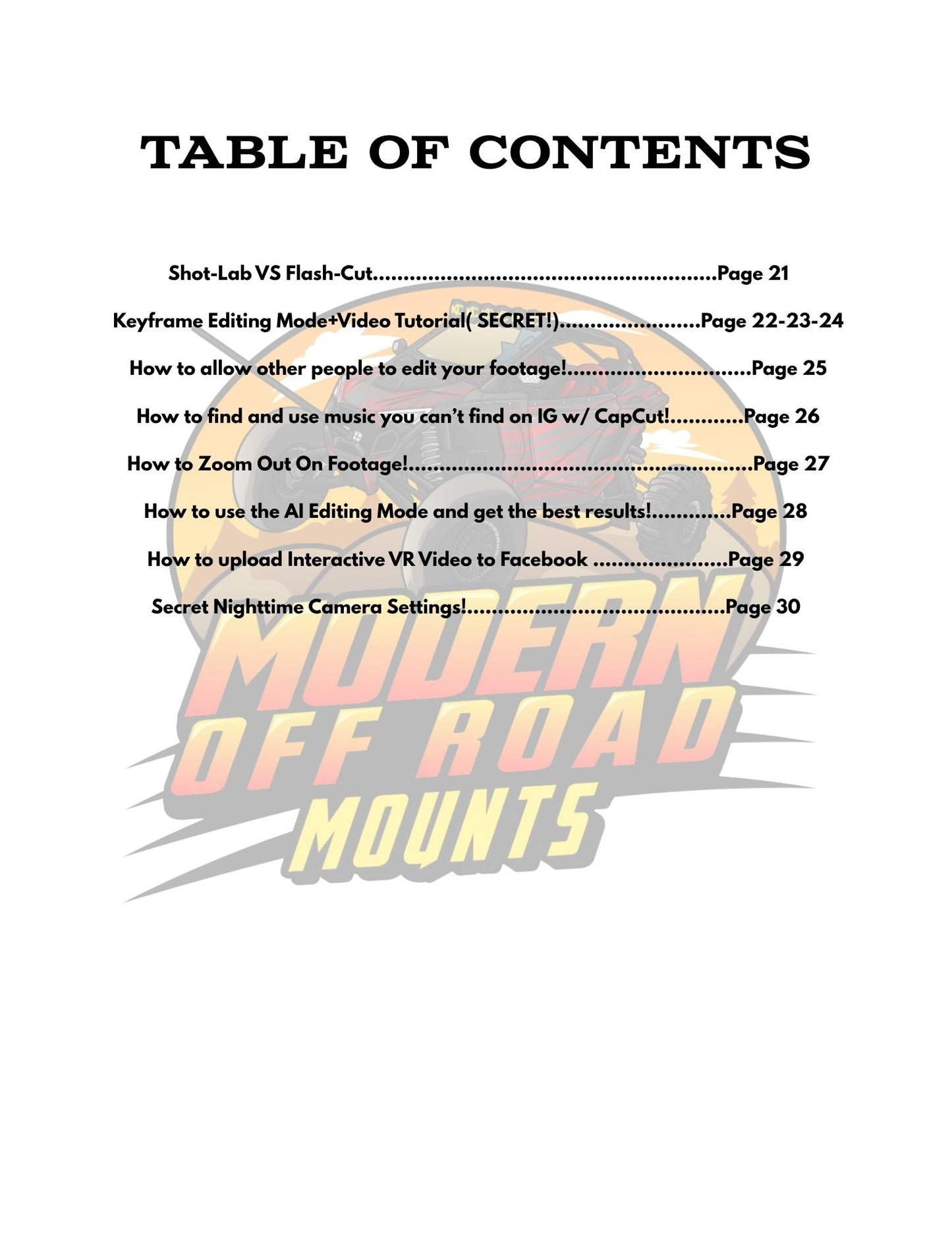 Modern Offroad 360 Editing Guide