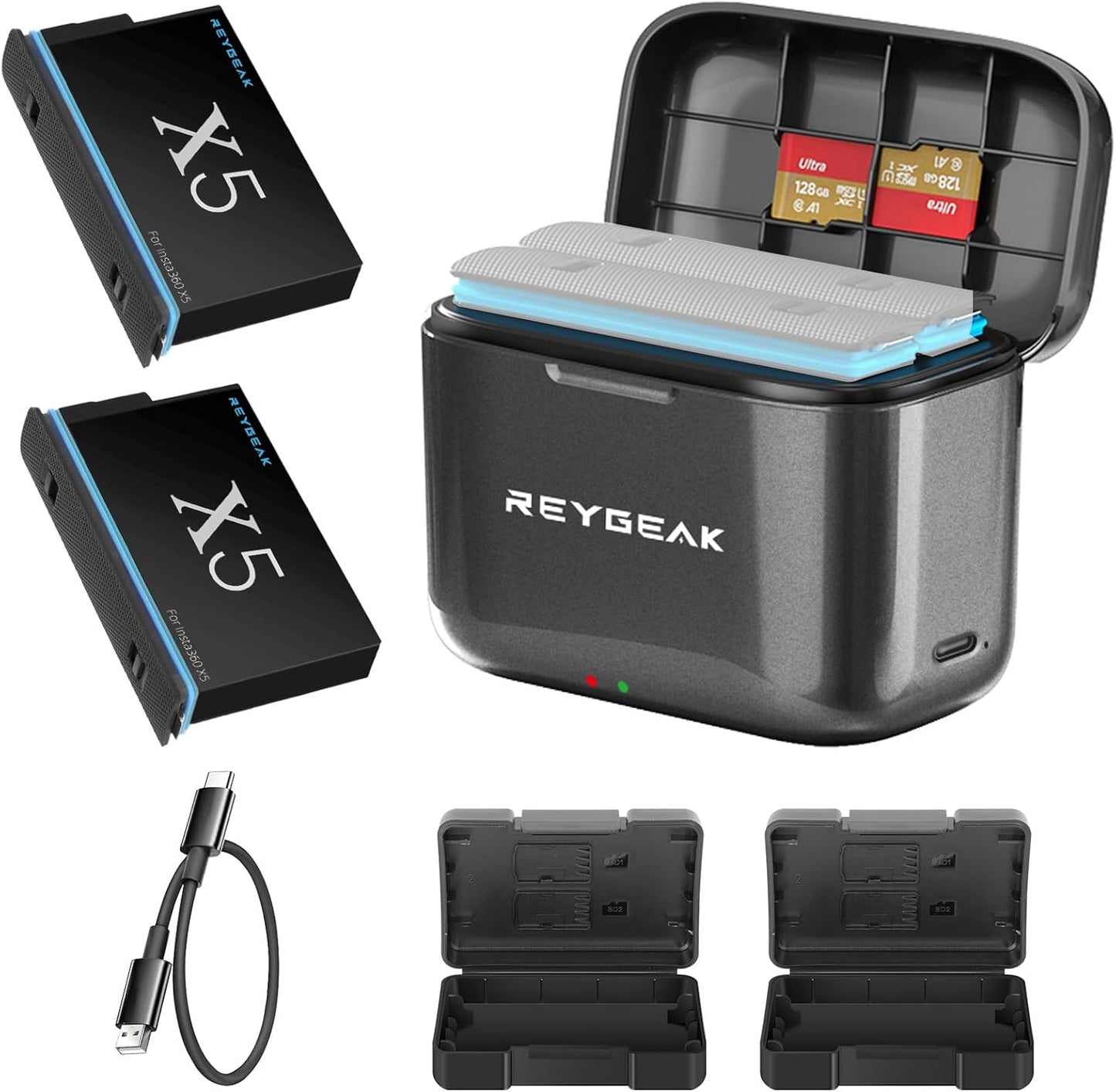 REYGEAK Batteries and Lighting Charger for Insta360 X5