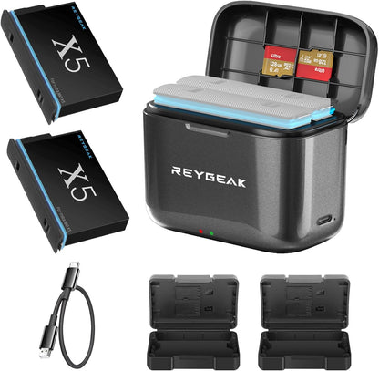 REYGEAK Batteries and Lighting Charger for Insta360 X5