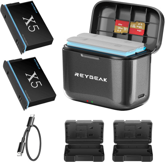 REYGEAK Batteries and Lighting Charger for Insta360 X5